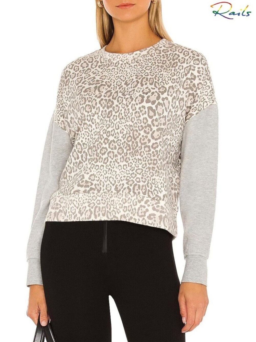 RAILS NWT ALICE COTTON BLEND MIXED GREY CHEETAH SWEATSHIRT. SIZE S